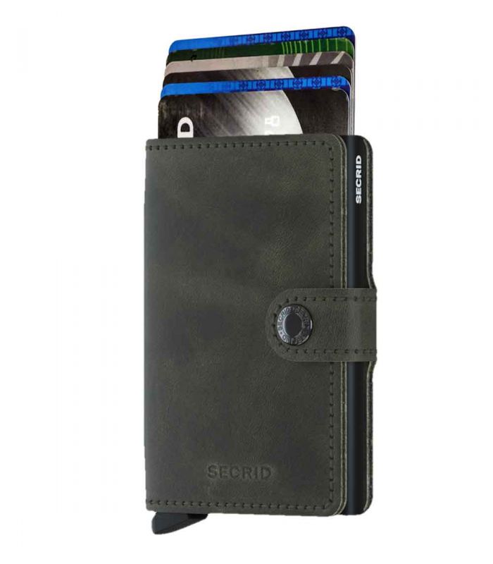 SECRID - Secrid mini wallet leer vintage olijf-zwart