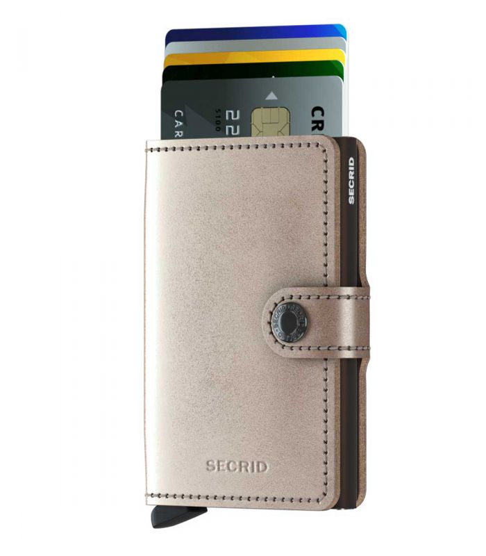 SECRID - Secrid mini wallet leer metallic champagne bruin