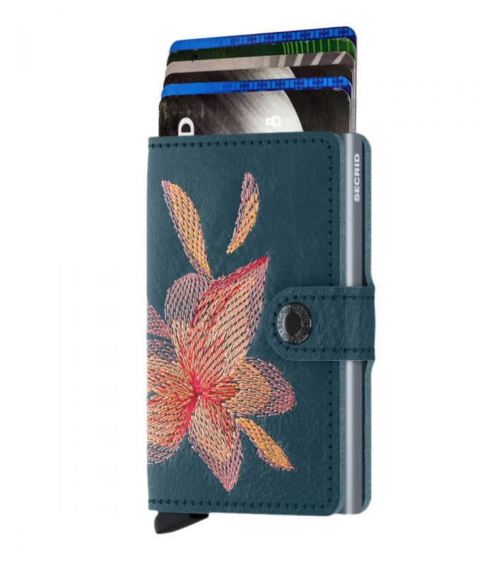 SECRID - Secrid mini wallet leer stitch magnolia petrolio