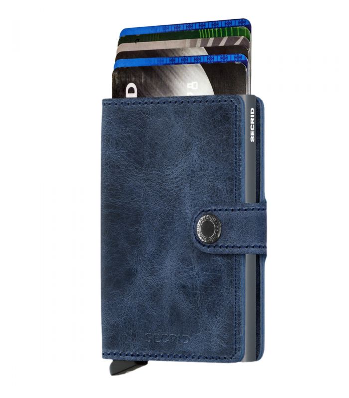 SECRID - Secrid mini wallet leer vintage blauw titanium