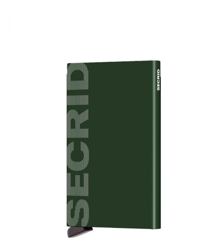 Secrid card protector aluminium in kleur groen gelaserd Secrid logo