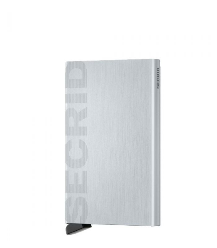 Secrid card protector aluminium in kleur zilver gelaserd Secrid logo