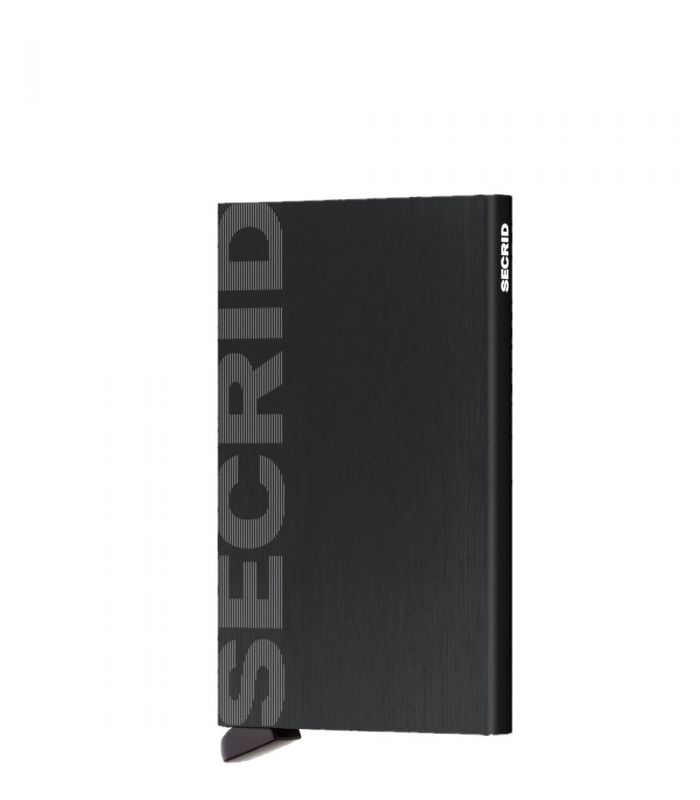SECRID Secrid card protector aluminium in kleur brushed zwart gelaserd Secrid logo